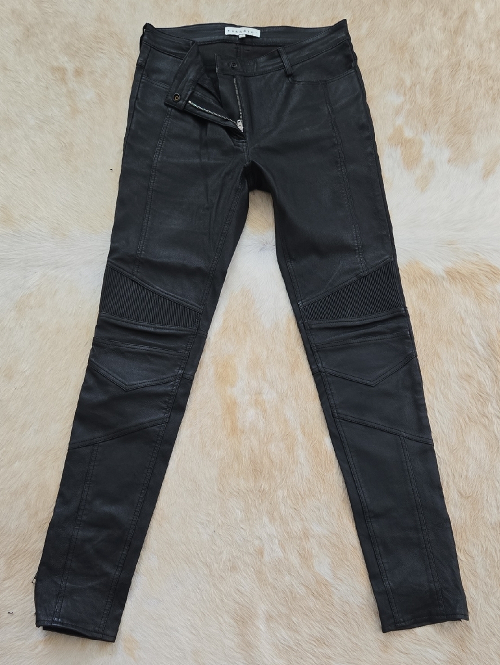 Sandro Black Leather Skinny Pants